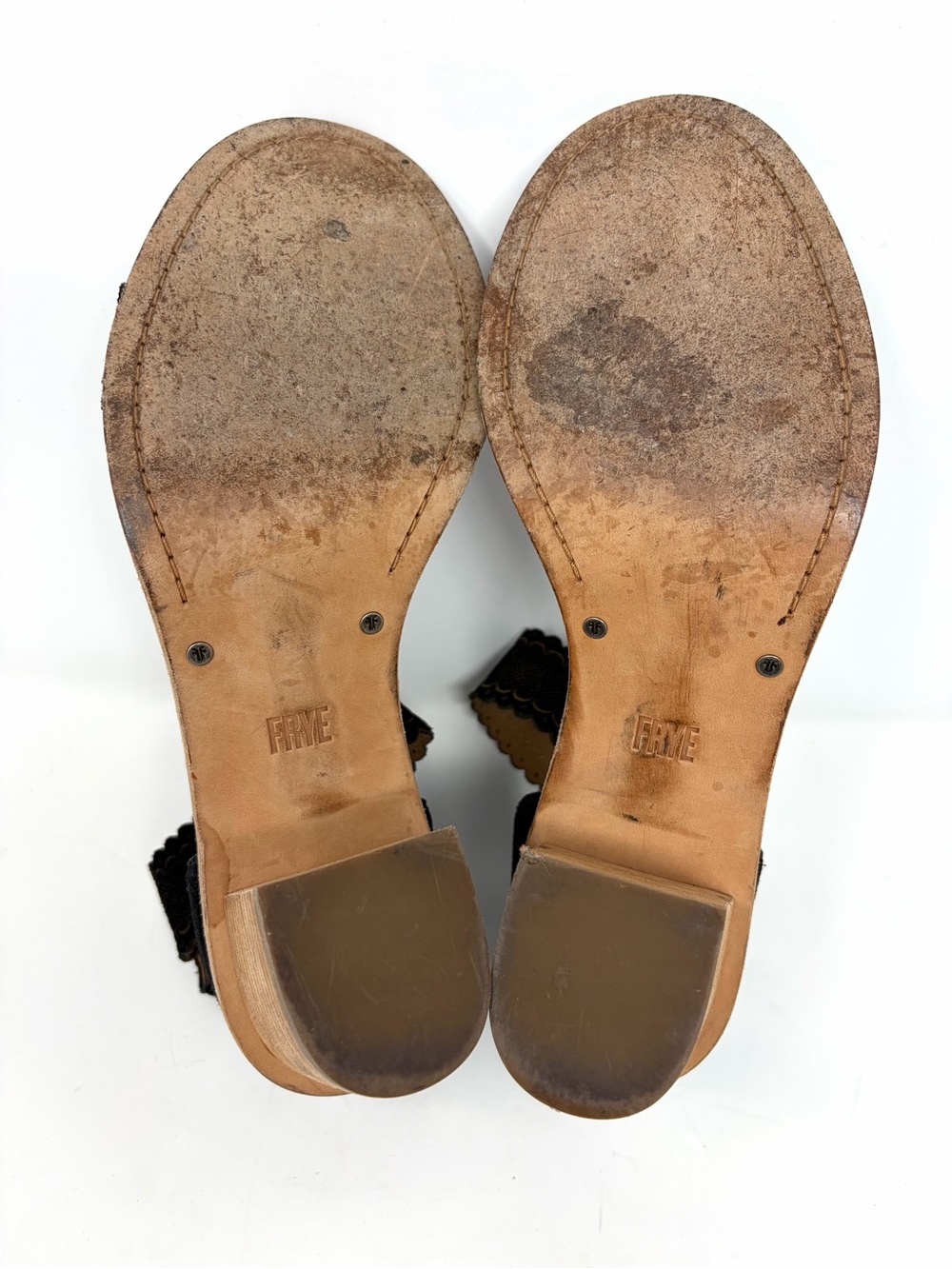 Frye Brielle Scallop Leather Back-Zip Sandals 8.5 - Picture 9 of 9